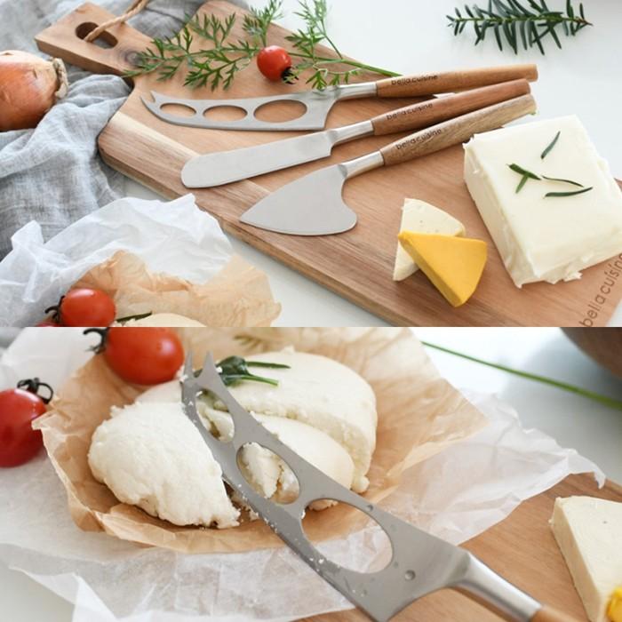 BELLA CUISINE Talenan + 3 Pisau - Cheese Cutting Board with 3 Knives