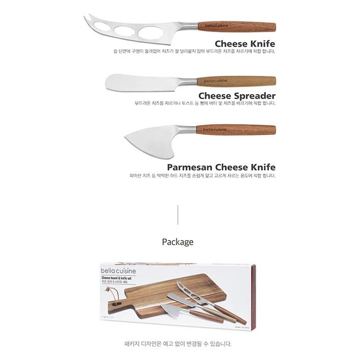 BELLA CUISINE Talenan + 3 Pisau - Cheese Cutting Board with 3 Knives