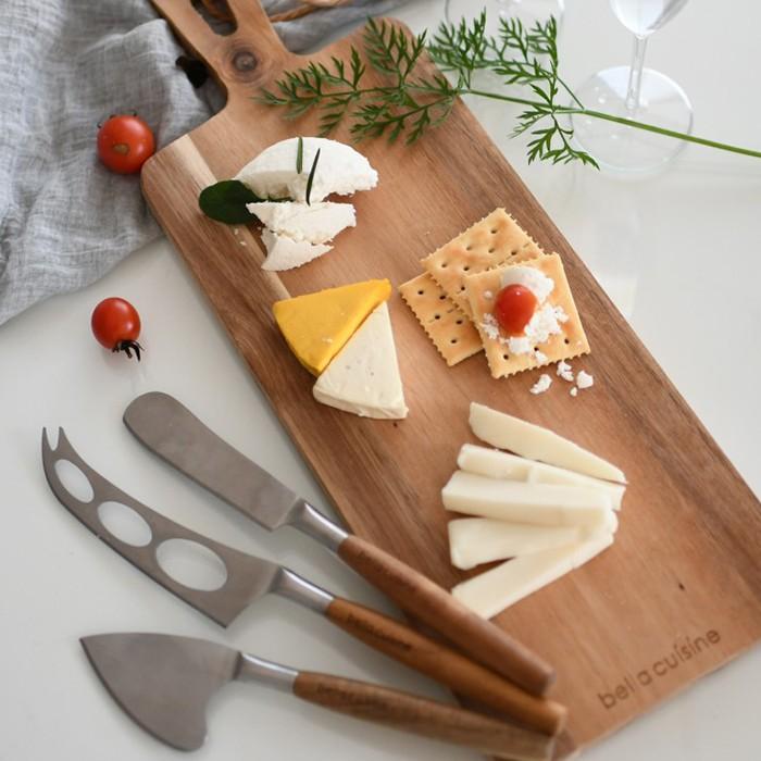 BELLA CUISINE Talenan + 3 Pisau - Cheese Cutting Board with 3 Knives