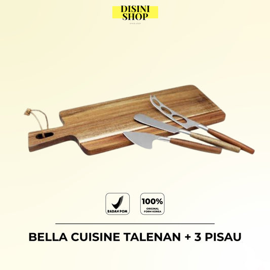 BELLA CUISINE Talenan + 3 Pisau - Cheese Cutting Board with 3 Knives