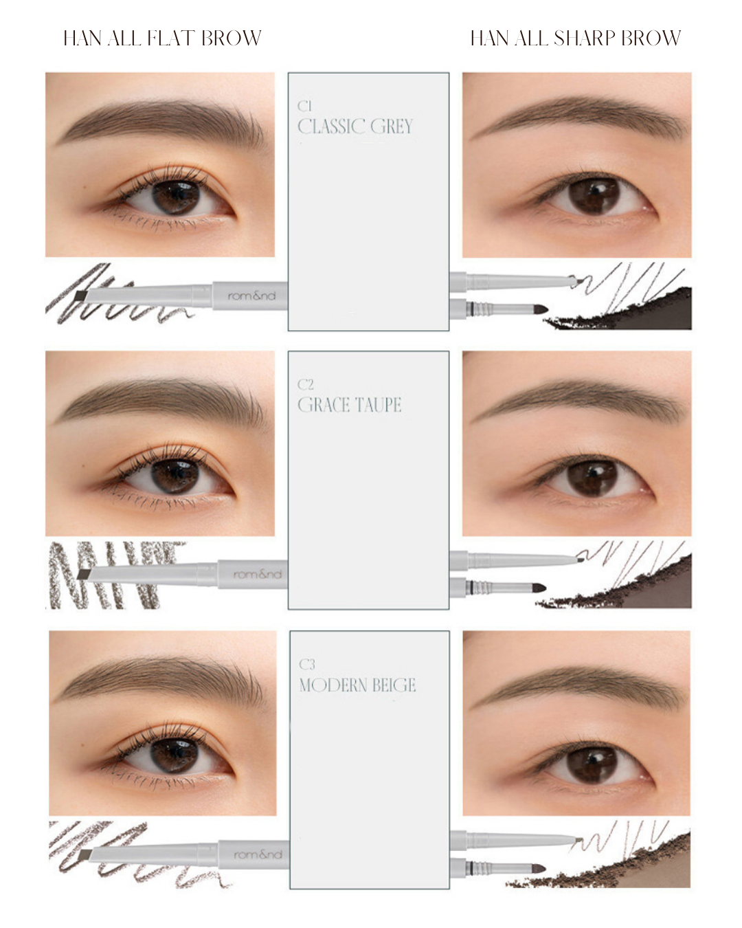 ROMAND Han All Flat Eyebrow (6 Colors)